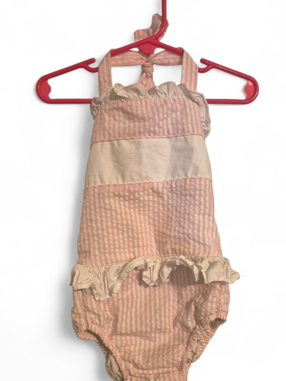 Boutique Pink and Cream Striped Baby Swimsuit